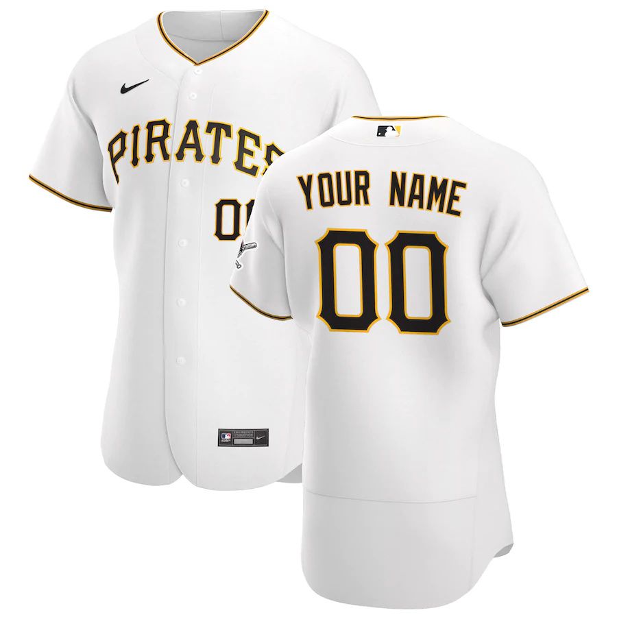 Mens Pittsburgh Pirates Nike White Home Authentic Custom MLB Jerseys->customized mlb jersey->Custom Jersey